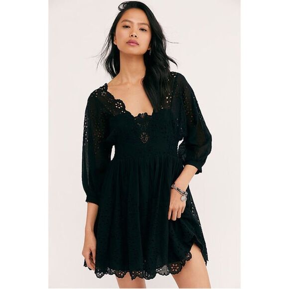 Free People FP One Lottie Mini Dress Black - Picture 1 of 8